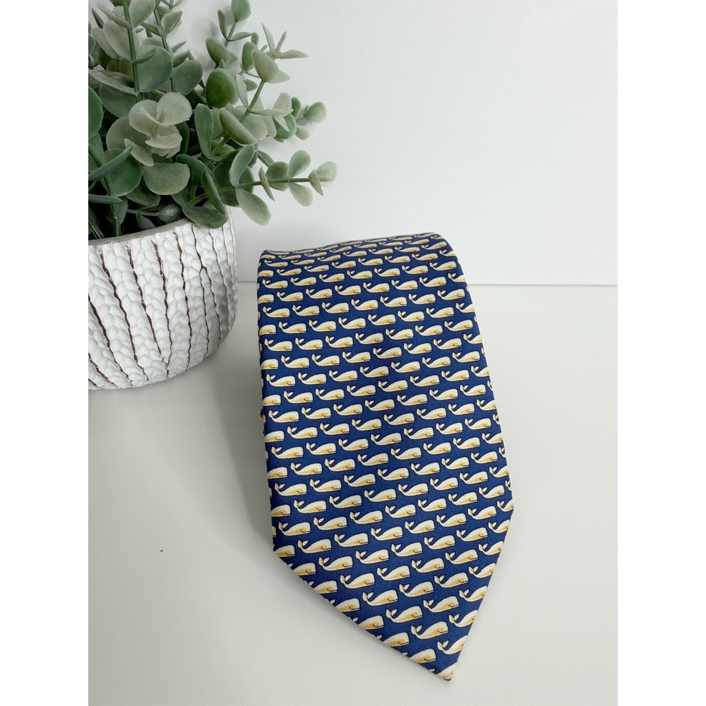 NEW Sero Men Navy Whale Print Silk Necktie Preppy Nautical Coastal 3 3/8 X 60